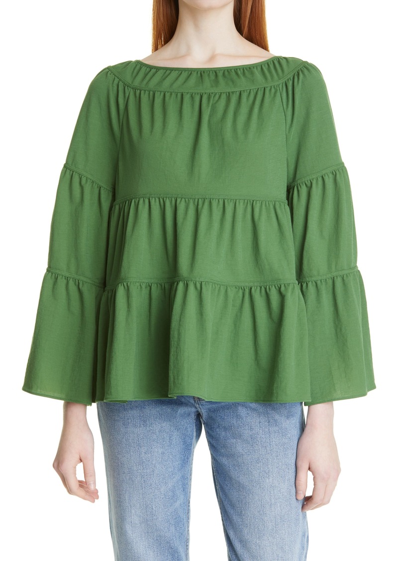 Rebecca Taylor Tiered Pique Top in Cypress at Nordstrom