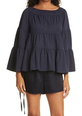 Rebecca Taylor Tiered Pique Top in Midnight at Nordstrom