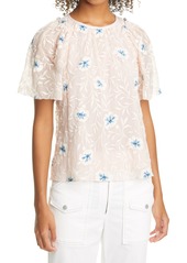 Rebecca Taylor Trellis Embroidered Top in Peach Combo at Nordstrom