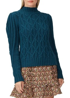 Rebecca Taylor Wool Blend Mockneck Cable Knit Sweater
