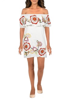 Red Carter Adelaide Womens Floral Embroidered Mini Sundress