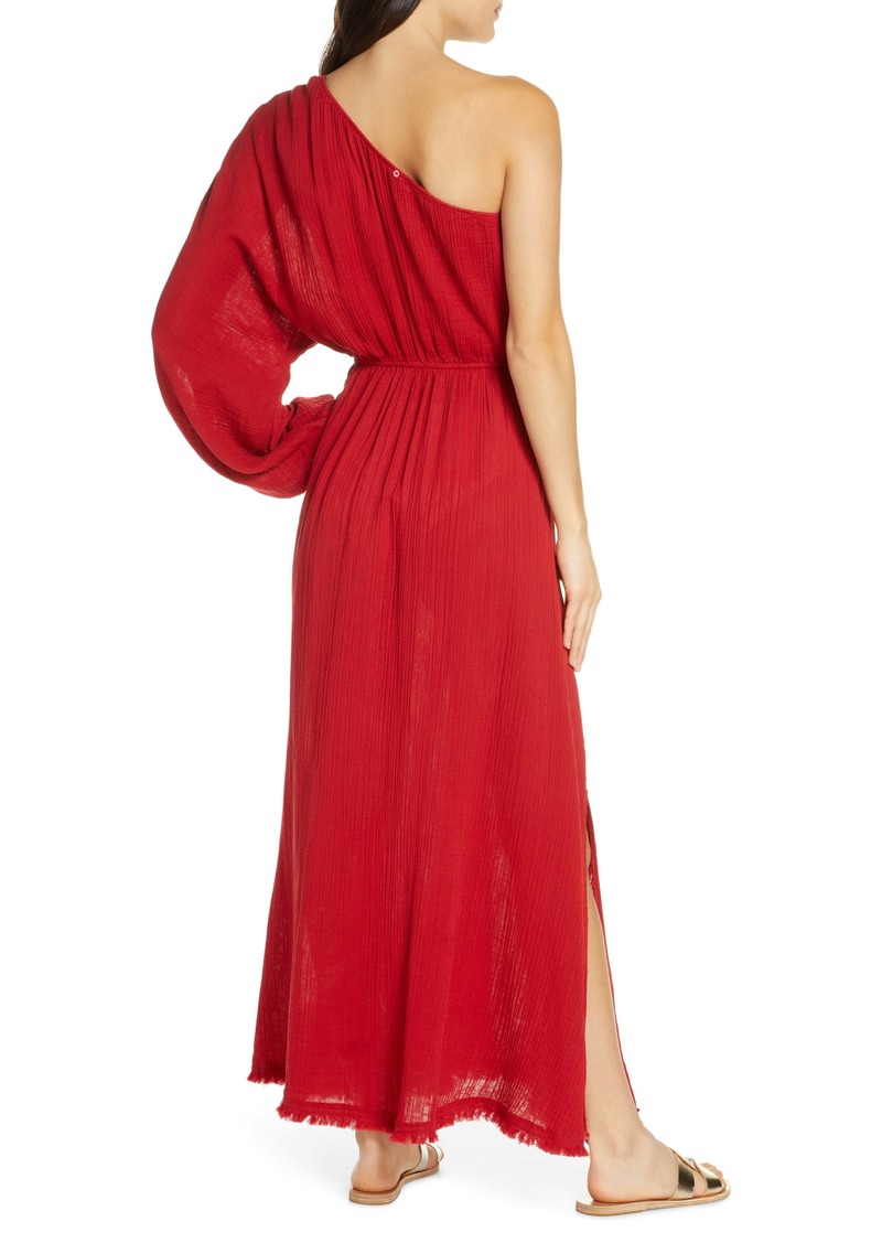 red carter one shoulder cover up