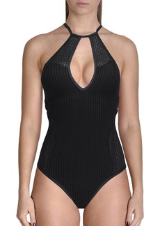Red Carter Womens Mesh Cut-Out One-Piece Swimsuit