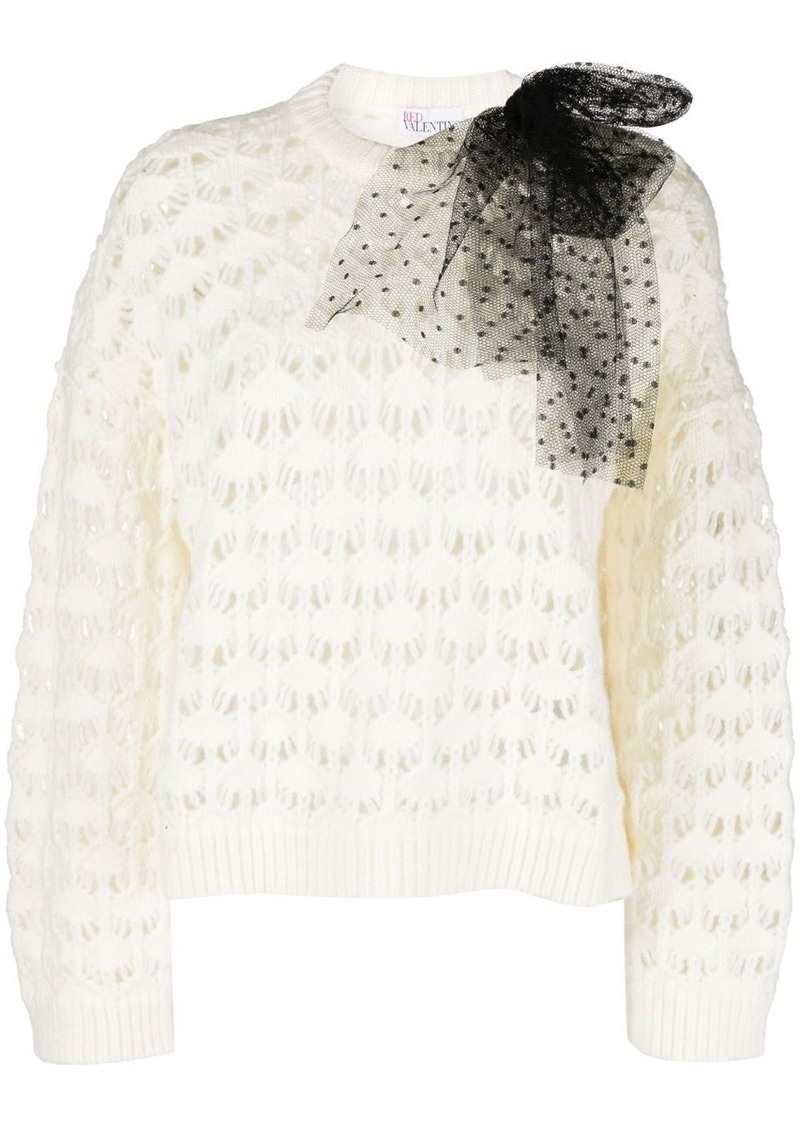 RED Valentino bow-detail open-knit jumper
