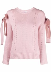 RED Valentino bow-detail pointelle-knit jumper