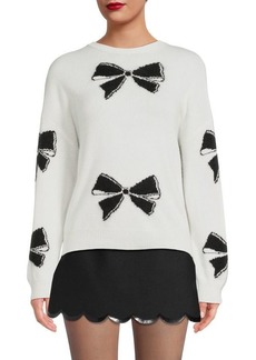 RED Valentino Bow Wool Blend Crewneck Sweater