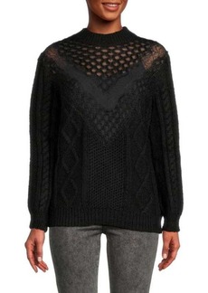 RED Valentino Cable Knit Mohair Blend Sweater