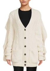 RED Valentino Cable Knit Wool Blend Cardigan