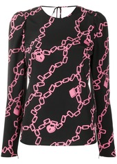 RED Valentino chain-link print long-sleeved blouse