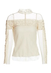 RED Valentino Embroidered Point D'Esprit Top