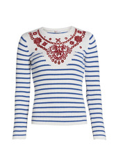 RED Valentino Embroidered Rib-Knit Sweater