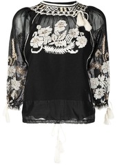 RED Valentino floral-embroidered woven blouse