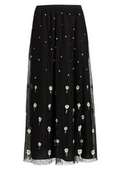 RED Valentino Floral Sequin Embroidered Midi Skirt