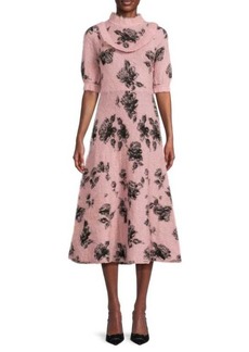 RED Valentino Floral Sweater A Line Dress