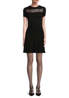 RED Valentino Lace Wool Blend Fit & Flare Dress