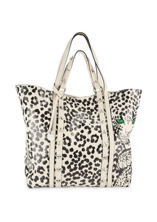 RED Valentino Large Animal Print Leather Tote