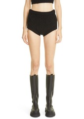 RED Valentino Cable Sweater Knit Hot Pants in Nero at Nordstrom