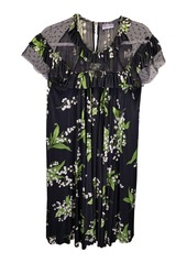 Red Valentino Floral Print May Lily Mini Dress in Black Polyester