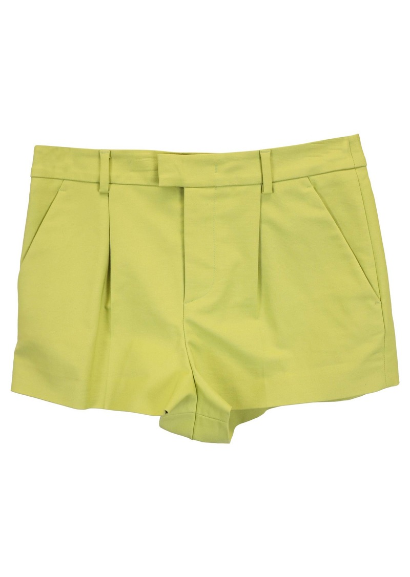 Red Valentino Poplin Concealed Closure Shorts with Pockets in Green Cotton