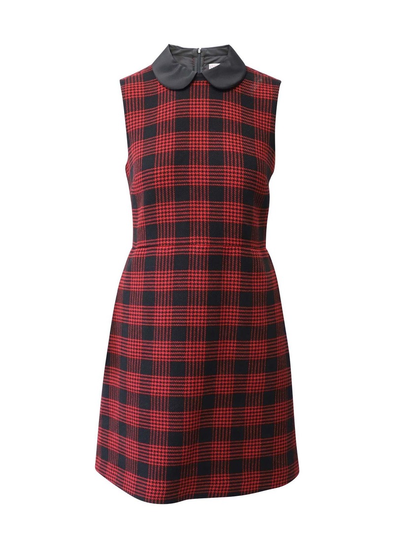 Red Valentino Sleeveless Plaid Mini Dress in Red Wool