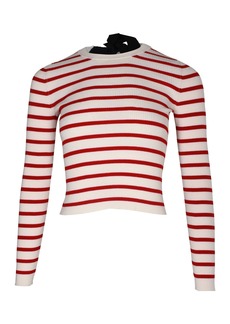 Red Valentino Striped Ribbed Stretch-Jersey Top in White Viscose