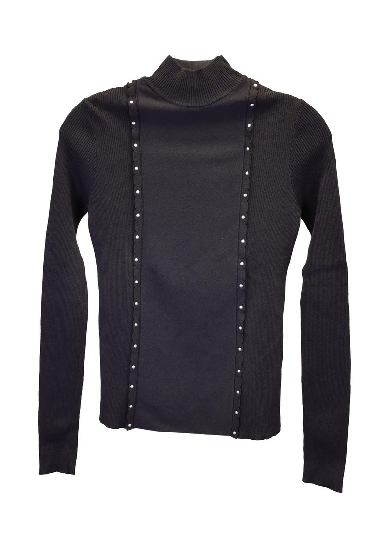 Red Valentino Turtleneck Studded Sweater in Black Viscose