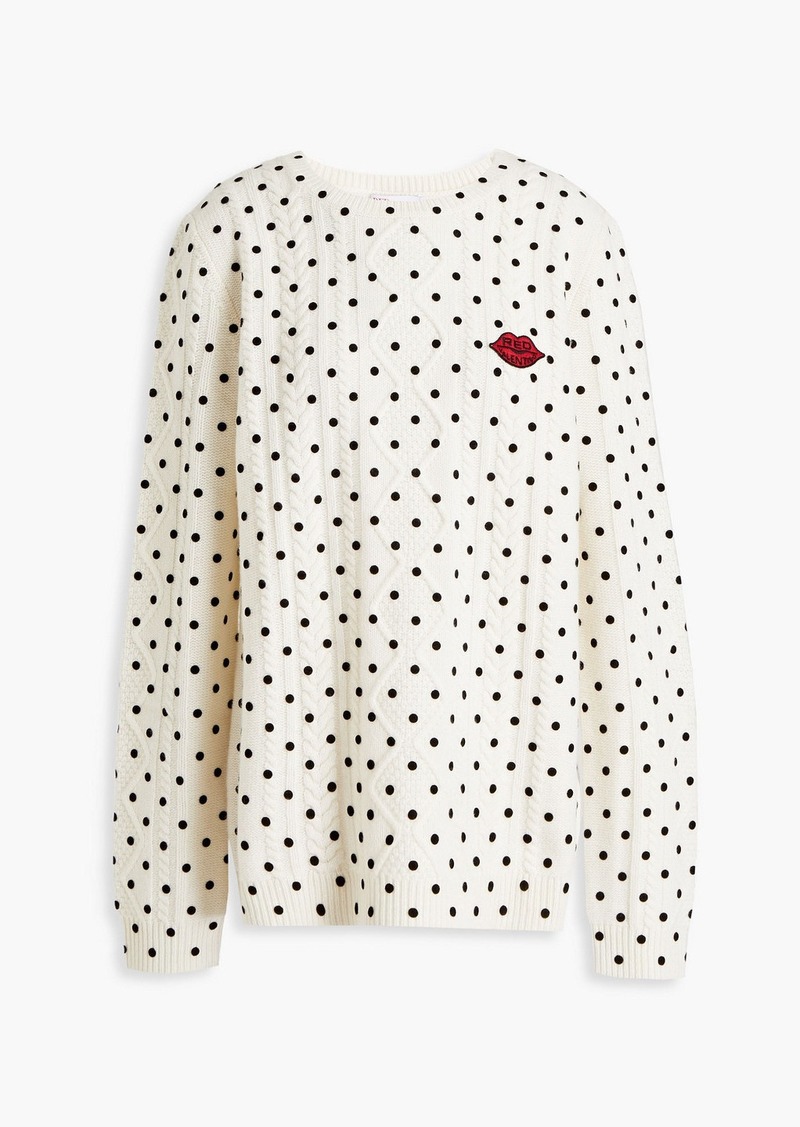 RED Valentino REDValentino - Appliquéd flocked cable-knit wool sweater - White - XXS
