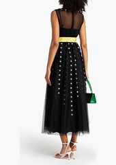 RED Valentino REDValentino - Bow-detailed embellished point d'esprit and tulle midi dress - Black - IT 40