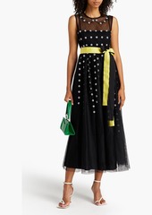 RED Valentino REDValentino - Bow-detailed embellished point d'esprit and tulle midi dress - Black - IT 40