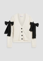 RED Valentino REDValentino - Bow-detailed pointelle-knit cardigan - Neutral - S