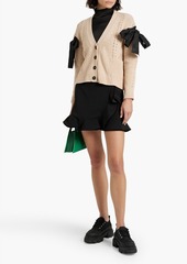 RED Valentino REDValentino - Bow-detailed pointelle-knit cardigan - White - XS
