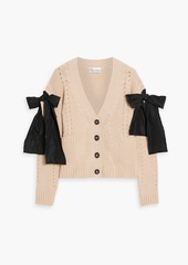 RED Valentino REDValentino - Bow-detailed pointelle-knit cardigan - White - XS