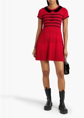 RED Valentino REDValentino - Bow-detailed striped ribbed wool mini dress - Red - S