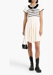 RED Valentino REDValentino - Bow-detailed striped ribbed wool mini dress - White - M