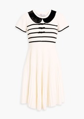 RED Valentino REDValentino - Bow-detailed striped ribbed wool mini dress - White - M