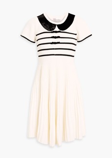 RED Valentino REDValentino - Bow-detailed striped ribbed wool mini dress - White - XS