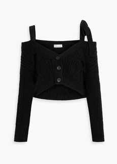 RED Valentino REDValentino - Cold-shoulder cropped cable-knit cardigan - Black - S