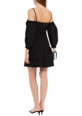 RED Valentino REDValentino - Cold-shoulder stretch-cotton poplin mini dress - Black - IT 40