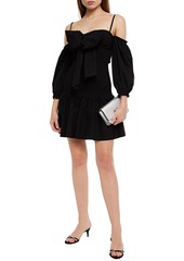 RED Valentino REDValentino - Cold-shoulder stretch-cotton poplin mini dress - Black - IT 40