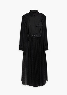 RED Valentino REDValentino - Cotton-blend gabardine and point d'esprit trench coat - Black - IT 40