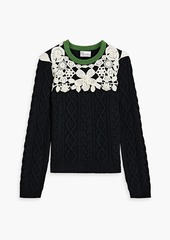 RED Valentino REDValentino - Crochet-paneled cable-knit sweater - Black - L