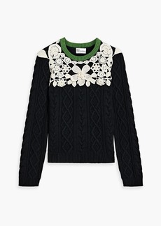 RED Valentino REDValentino - Crochet-paneled cable-knit sweater - Black - L