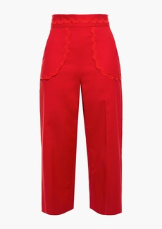 RED Valentino REDValentino - Cropped rickrack-trimmed cotton-blend wide-leg pants - Red - IT 40