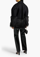 RED Valentino REDValentino - Double-breasted faux fur-trimmed wool-blend coat - Black - IT 38