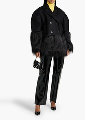 RED Valentino REDValentino - Double-breasted faux fur-trimmed wool-blend coat - Black - IT 38