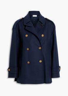 RED Valentino REDValentino - Double-breasted pleated wool and cashmere-blend drill coat - Blue - IT 40