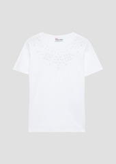 RED Valentino REDValentino - Embellished embroidered cotton-jersey T-shirt - White - M