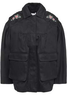 RED Valentino REDValentino - Embellished printed cotton-gabardine hooded jacket - Black - IT 40