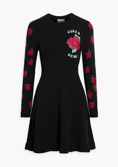 RED Valentino REDValentino - Embroiderd jacquard-knit mini dress - Black - XS