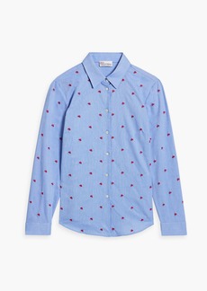 RED Valentino REDValentino - Embroidered cotton Oxford shirt - Blue - IT 42